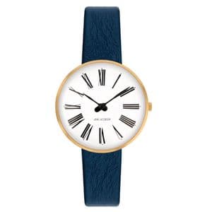 Arne Jacobsen Roman Watch Gold X-Small 30mm with Blue Leather Strap 53313-1404G