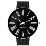 Arne Jacobsen Roman Watch Large 46mm Black Dial with Mesh Strap 53306-2210