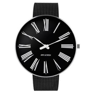 Arne Jacobsen Roman Watch Large 46mm Black Dial with Mesh Strap 53306-2210