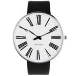 Arne Jacobsen Roman Watch Large 46mm with Black Leather Strap 53303-2201