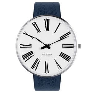 Arne Jacobsen Roman Watch Large 46mm with Blue Leather Strap 53303-2204