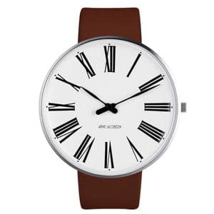 Arne Jacobsen Roman Watch Large 46mm with Brown Leather Strap 53303-2207