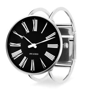 Arne Jacobsen Roman Watch Medium 40mm Black Dial with Bangle 53305-2018