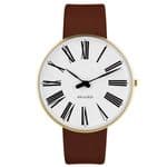 Arne Jacobsen Roman Watch Rose Gold Medium 40mm with Brown Leather Strap 53312-2007RP
