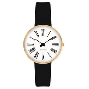 Arne Jacobsen Roman Watch Rose Gold X-Small 30mm with Black Leather Strap 53315-1401RP