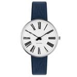 Arne Jacobsen Roman Watch Small 34mm with Blue Leather Strap 53301-1604