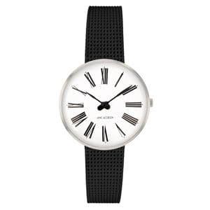 Arne Jacobsen Roman Watch X-Small 30mm with Black Leather Mesh Strap 53300-1410