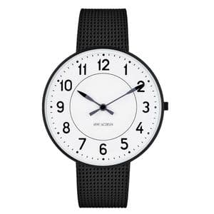 Arne Jacobsen Station Watch Medium 40mm Black with Mesh Strap 53412-2010