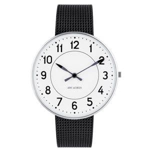 Arne Jacobsen Station Watch Medium 40mm with Black Mesh Strap 53402-2010