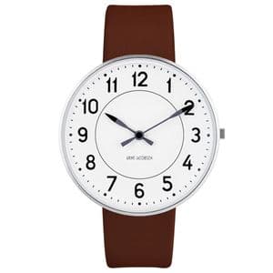 Arne Jacobsen Station Watch Medium 40mm with Brown Leather Strap 53402-2007