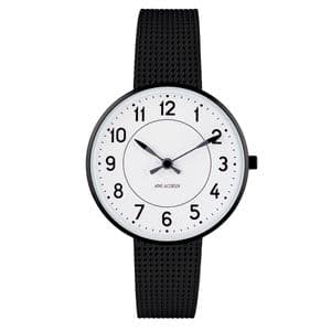 Arne Jacobsen Station Watch Small 34mm Black with Mesh Strap 53411-1610