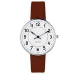 Arne Jacobsen Station Watch Small 34mm with Brown Leather Strap 53401-1607