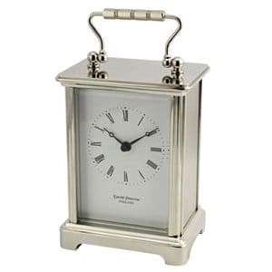 David Peterson Q/OB/S Chrome Obis Carriage Clock with Quartz Movement