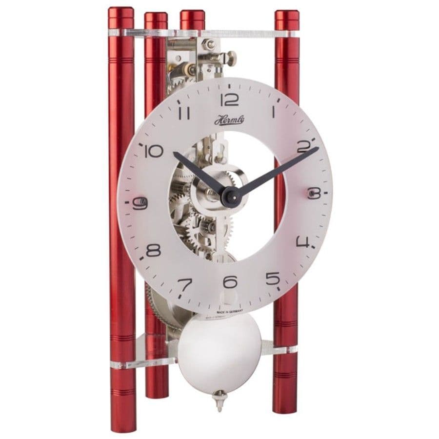 Horloge De Table Squelette Hermle Triangle 23025-360721 - Cadran Arabe Verre Rouge