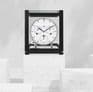 Hermle 23059-030352 Perpetual Calendar Table Clock - Black White Dial