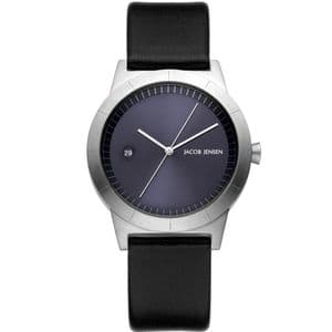 Jacob Jensen 151 Ladies Black Leather Strap Watch JJ151