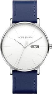 Jacob Jensen 163 Blue Vegan Leather Strap Watch JJ163