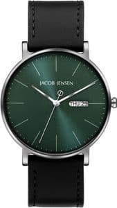 Jacob Jensen 164 Black Vegan Leather Strap Watch