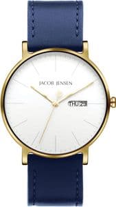 Jacob Jensen 166 Blue Vegan Leather Strap Watch JJ166