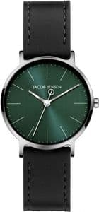 Jacob Jensen 174 Black Vegan Leather Strap Watch
