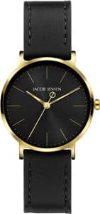 Jacob Jensen 175 Black Vegan Leather Strap Watch JJ175