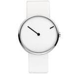 Jacob Jensen 253 Curve Series Whitel Leather Strap Watch