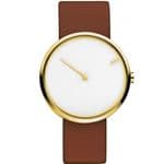 Jacob Jensen 254 Curve Series Brown Leather Strap Watch