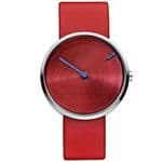 Jacob Jensen 255 Curve Series Red Leather Strap Watch