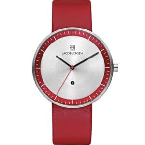 Jacob Jensen 273 Strata Gents Red Leather Strap Watch