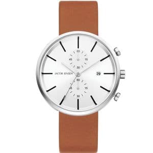Jacob Jensen 622 Brown Leather Chronograph Watch JJ622