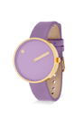 Picto 34033-6814G Gold Steel Watch Small Light Lavender Dial and Leather Strap
