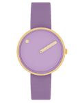 Picto 34033-6814G Gold Steel Watch Small Light Lavender Dial and Leather Strap