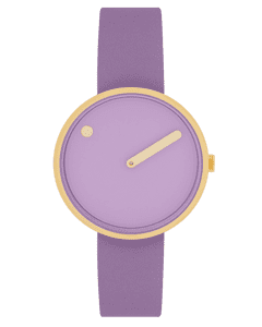 Picto 34033-6814G Gold Steel Watch Small Light Lavender Dial and Leather Strap
