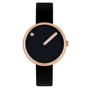 Picto 43311-0112R Rose Gold Watch Small with Black Dial Black Silicone Strap