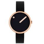 Picto 43311-1012 Rose Gold Watch Small with Black Dial Black Mesh Band