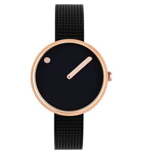 Picto 43311-1012 Rose Gold Watch Small with Black Dial Black Mesh Band