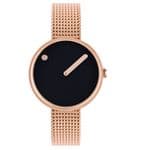 Picto 43311-1112 Rose Gold Watch Small with Black Dial Rose Gold Mesh Band