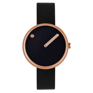 Picto 43311-4112R Rose Gold Watch Small with Black Dial Black Leather Strap