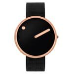 Picto 43312-1020 Rose Gold Watch Medium Black Dial Black Mesh Band