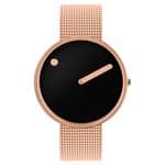 Picto 43312-1120 Rose Gold Watch Medium Black Dial Rose Gold Mesh Band