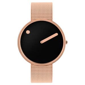 Picto 43312-1120 Rose Gold Watch Medium Black Dial Rose Gold Mesh Band
