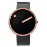Picto 43312-4120R Rose Gold Watch Medium Black Dial Black Leather Strap