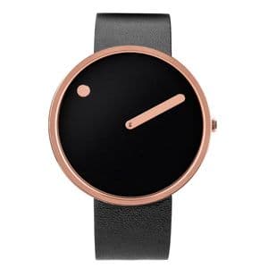 Picto 43312-4120R Rose Gold Watch Medium Black Dial Black Leather Strap