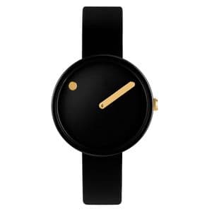 Picto 43313-0112G Black Small Watch with Black Dial Black Silicone Strap