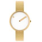 Picto 43320-0912 Gold Steel Watch Small with White Dial Gold Mesh Band