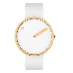 Picto 43321-0220G Gold Medium Watch White Dial White Silicone Strap
