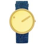 Picto 43330-5120MG Gold Watch Medium with Yellow Dial Light Denim Strap