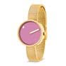 Picto 43342-0912 Gold Steel Watch Small with Pink Dial Gold Mesh Band
