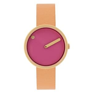 Picto 43342-4512MG Gold Watch with Pink Dial Light Brown Leather Strap
