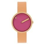 Picto 43342-4512MG Gold Watch with Pink Dial Light Brown Leather Strap